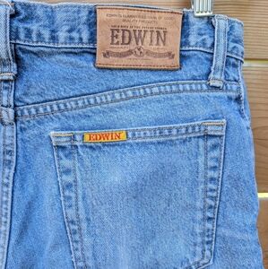 Vintage Denim Blue Jean Shorts Jorts 33x5.5" Edwin Cut Offs Adult Unisex